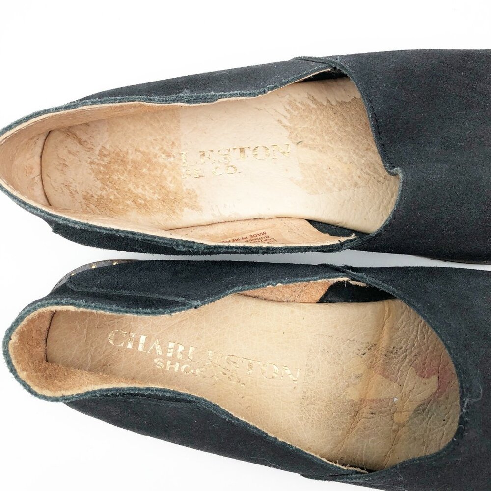 CHARLESTON SHOE CO. Black Leather Suede Gum Sole Flats Womens 9 - Picture 6 of 9